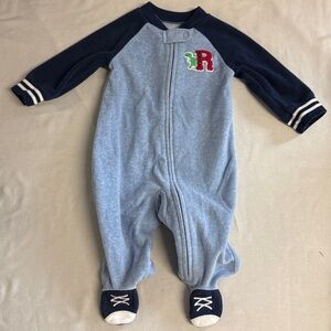 Carter's - Navy and Light Blue Infant Footed Fleece Onesie Sleeper